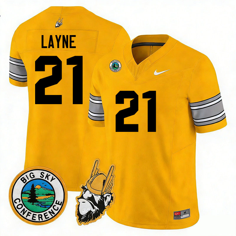 Idaho Vandals #21 Dylan Layne College Football Jerseys,Uniforms Stitched-Gold
